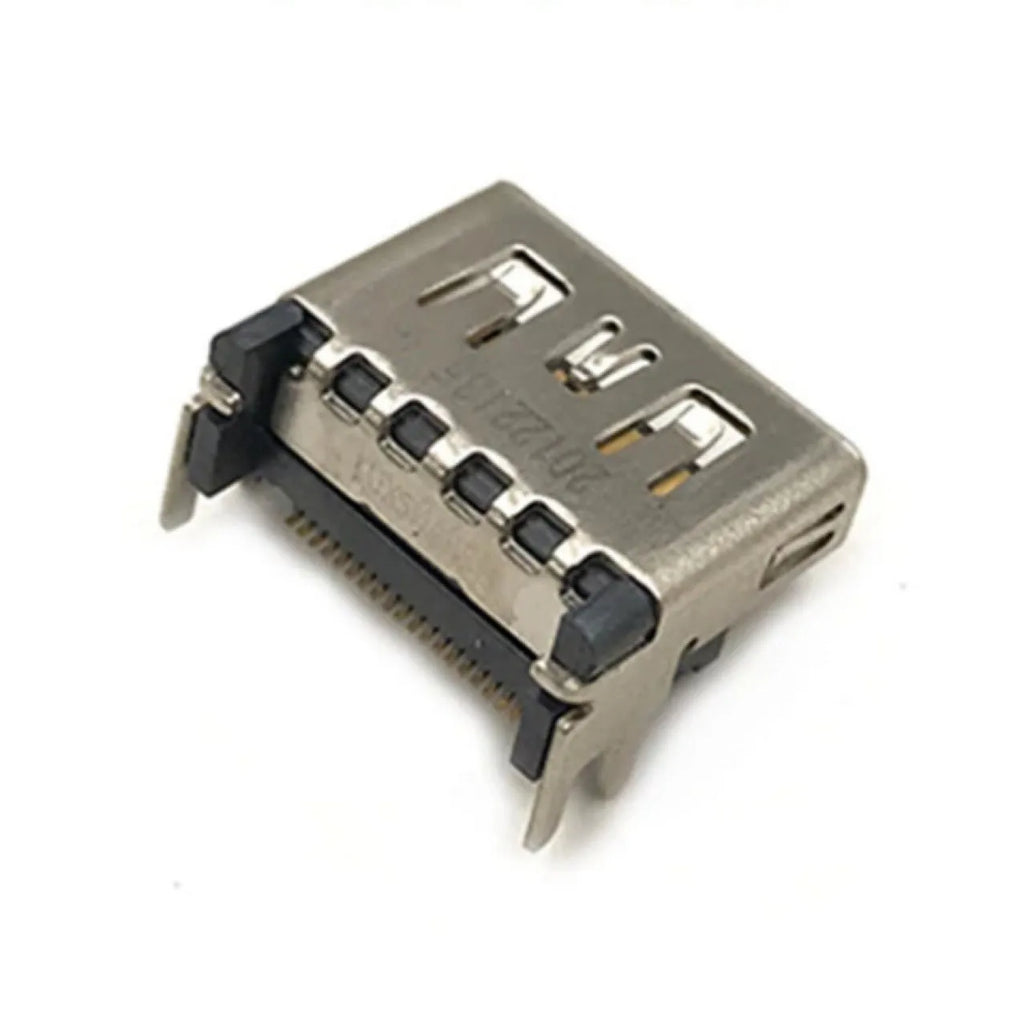 Silver HDMI host interface socket for gaming consoles and electronic hardware installations