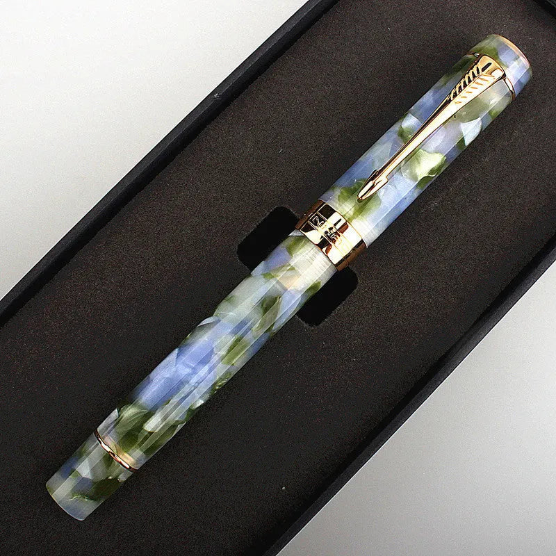 Deep green metal ballpoint pen with three tip size options for writing and drawing
