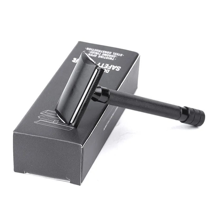 Traditional manual pogonotomy scraper with brush in black or silver metal finish