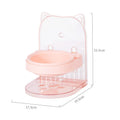 Grey cat feeding bowl with anti-spill design and removable cage, adjustable height.