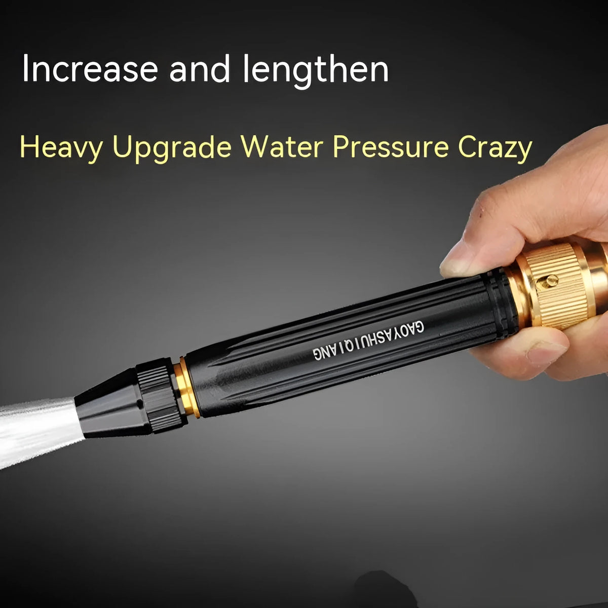 Black Diamond alloy car washing gun with straight spray design and choice of nozzle formats