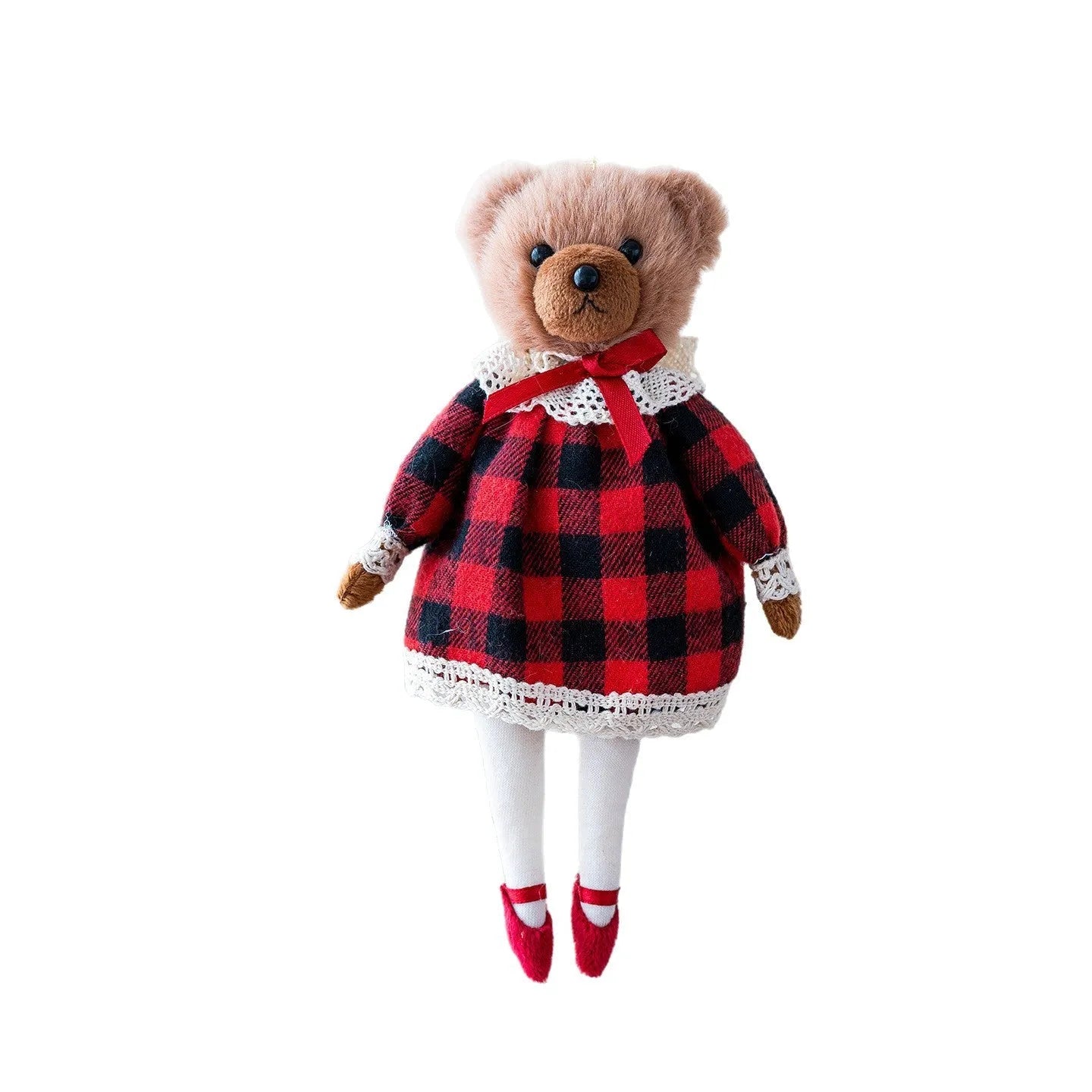Princess bear and gentleman bear couple plush doll set with cotton plaid suit styling