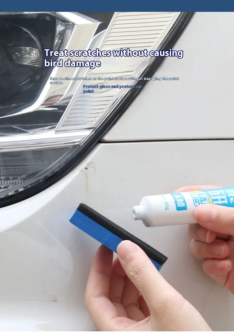 Car repair wax kit with A and B wax containers and frosted sponge mop for automotive paint scratch removal and polishing