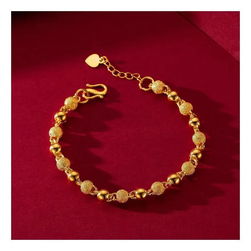 Light sand bead bracelet with chain detail, unisex alloy antique style, colour S116
