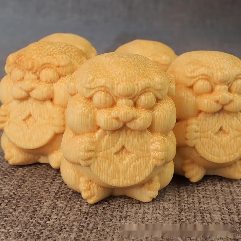 Solid bamboo Take Money carving ornament traditional handmade decoration 4.5cm tall