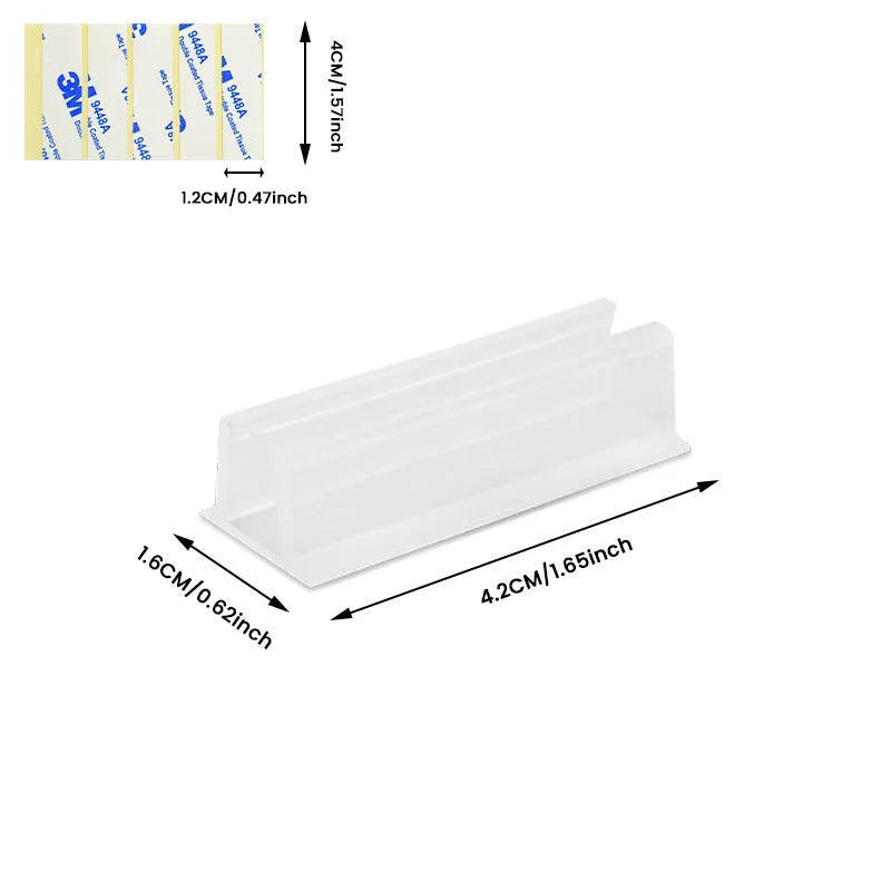 Sticky wall-mounted plastic cable bracket set for punch-free bedroom bedside data cable organisation