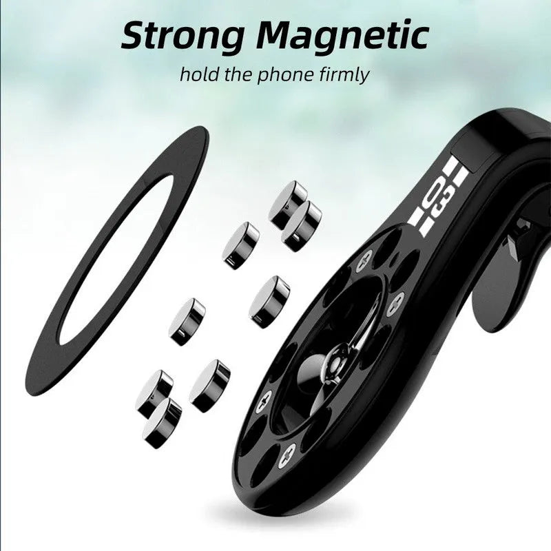 Magnetic car phone holder with air vent clip mount and fragrance slices in black colour