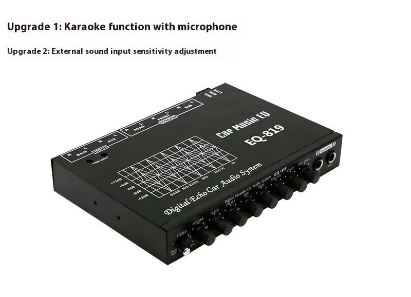 7-segment car equalizer for Volkswagen, 12V, 185x120x30mm, upgrade EQ-819 model