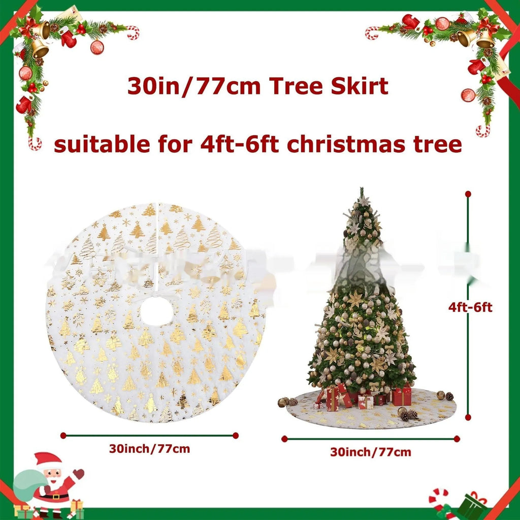 Christmas tree group design plush doormat with snowflake motifs in multiple size options