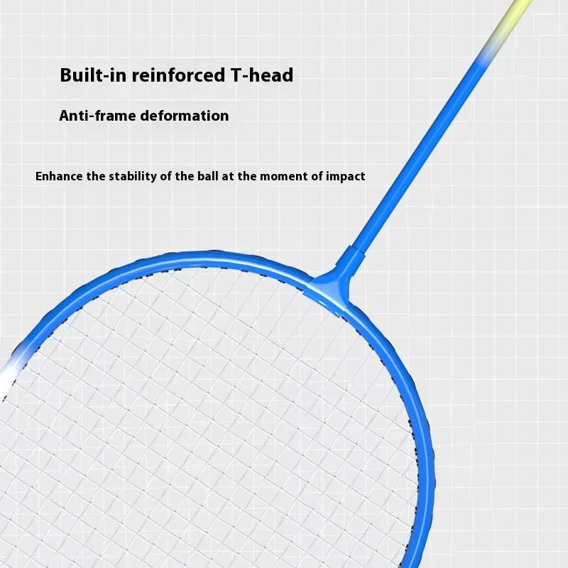 Alloy ultra-light badminton racket in blue and red colours with split design