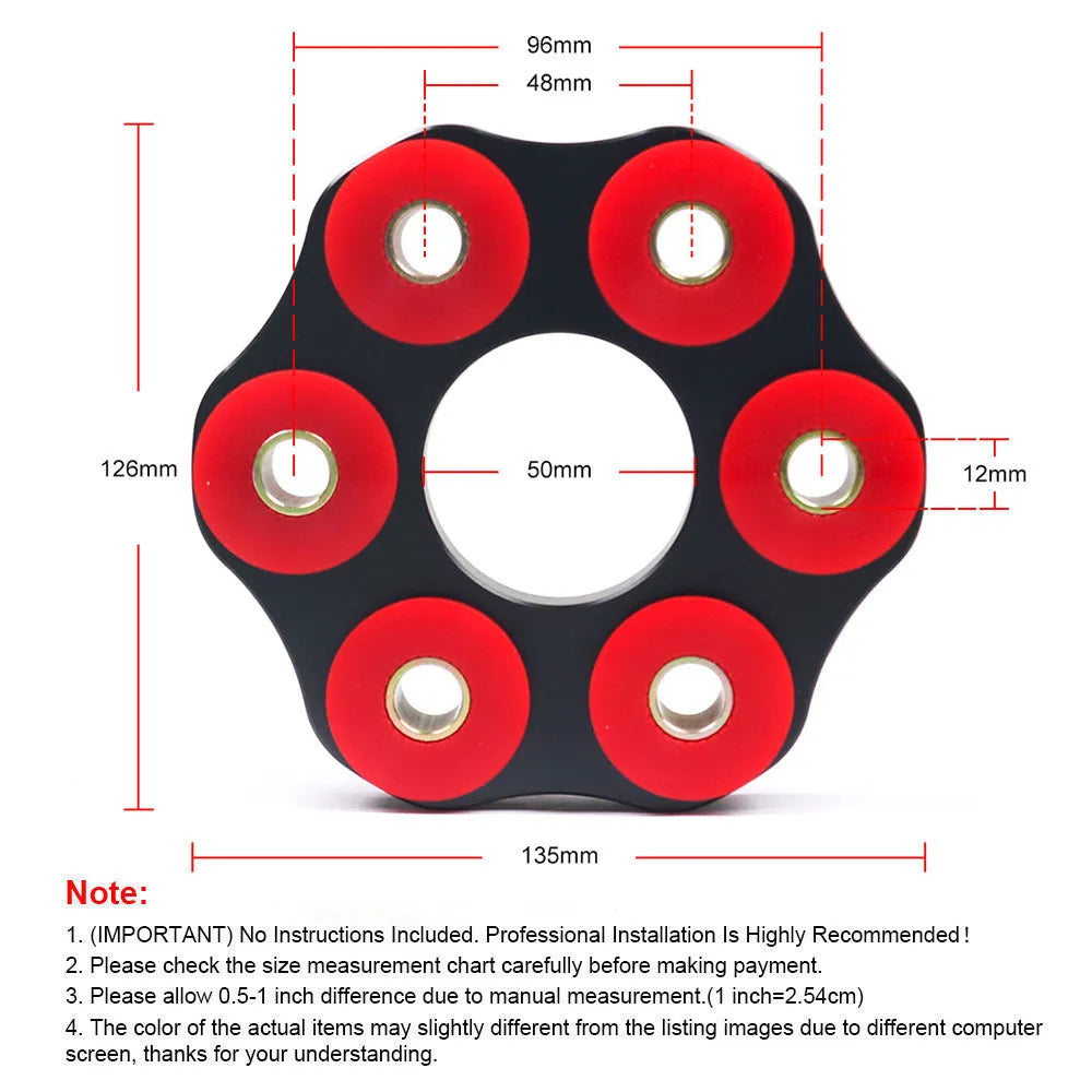 Red polyurethane aluminium drive shaft connecting plate bracket for BMW E46 E36 E30 and E28 models