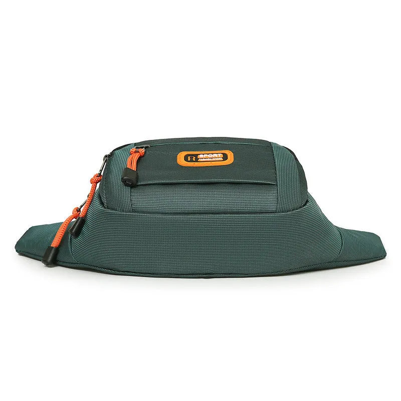 Large capacity waterproof slanted chest bag in nylon available in black, grey, blue, or green colours