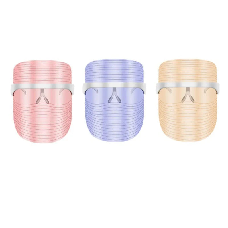 LED three-colour transparent beauty mask for home acne removing and skin whitening, packed size 18.5 x 20.5 x 14 cm