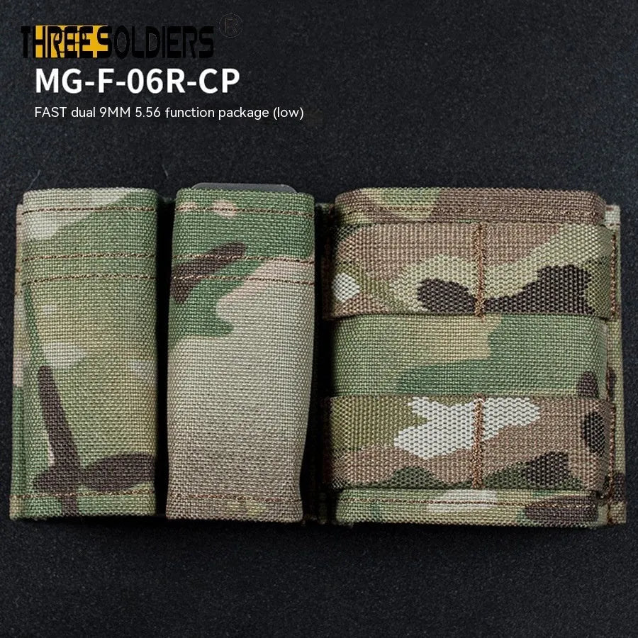 CS Tactical 9MM 556 Parallel MOLLE multifunction storage bag in black nylon with waist strap