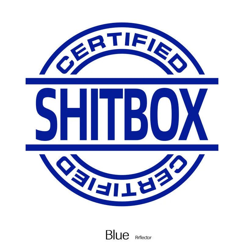 13x12cm rectangular vinyl car sticker shown in various colours on a vehicle door.