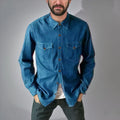 Casual denim cardigan coat in regular fit available in khaki, black, blue and grey colours.