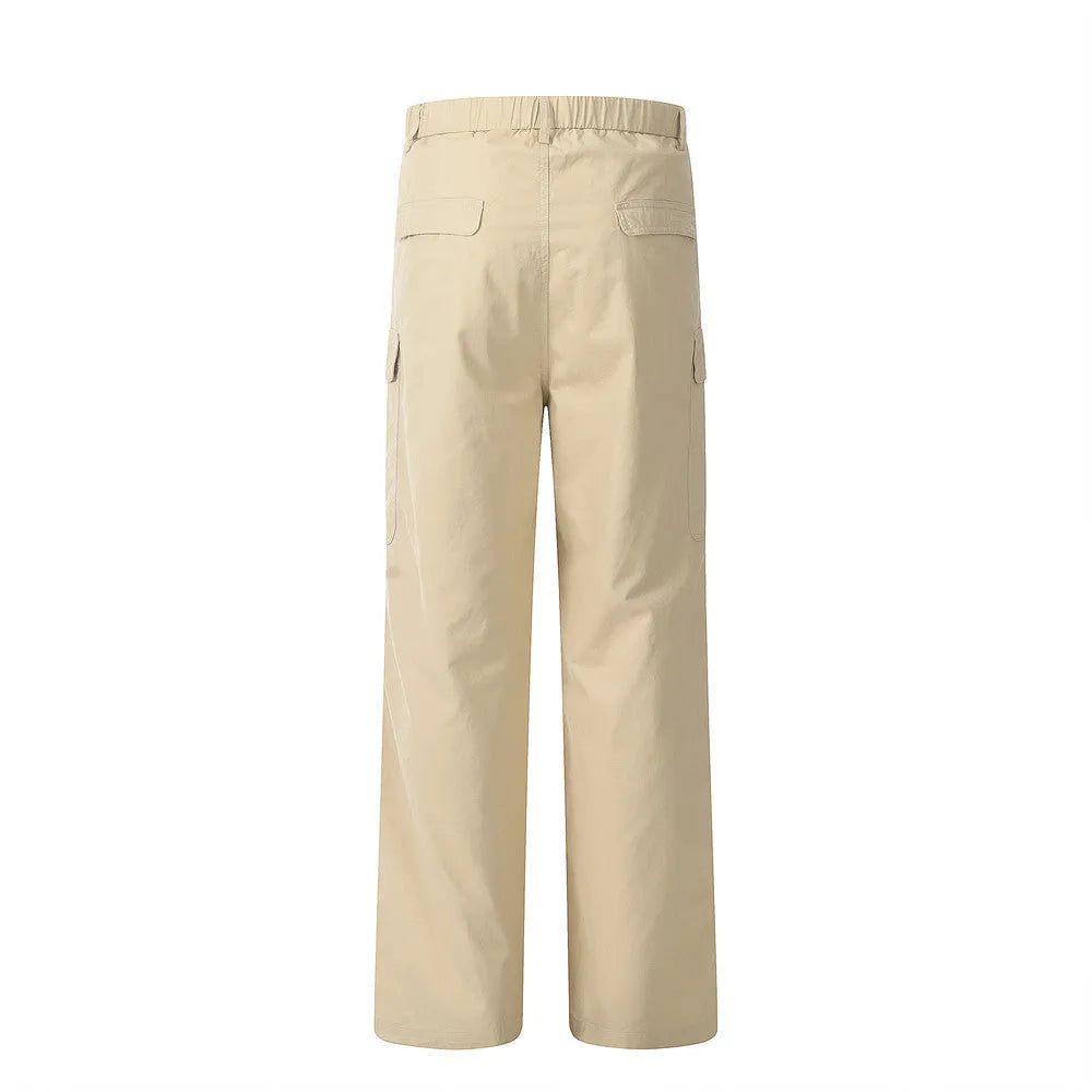Cotton casual trousers for men solid colour gray side view