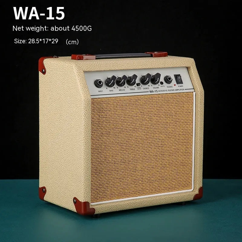 GA-10 portable guitar amplifier with 10W output, metal plastic finish, 25x8x26cm size