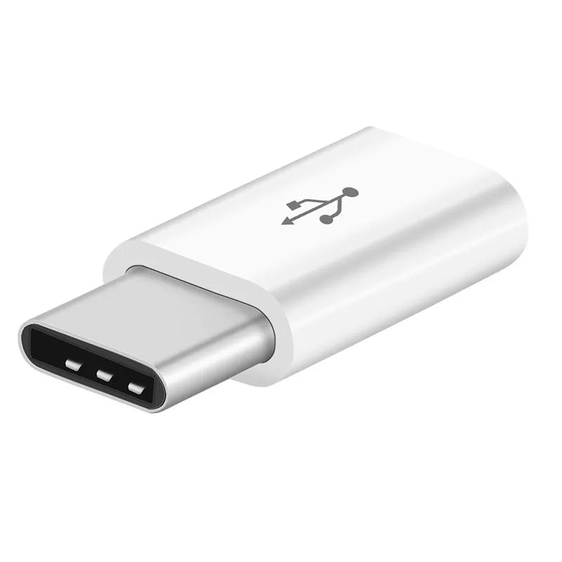 Micro USB to Type-C adapter with OTG function, ABS shell, 23.7 x 10 x 5.2 mm, white or black