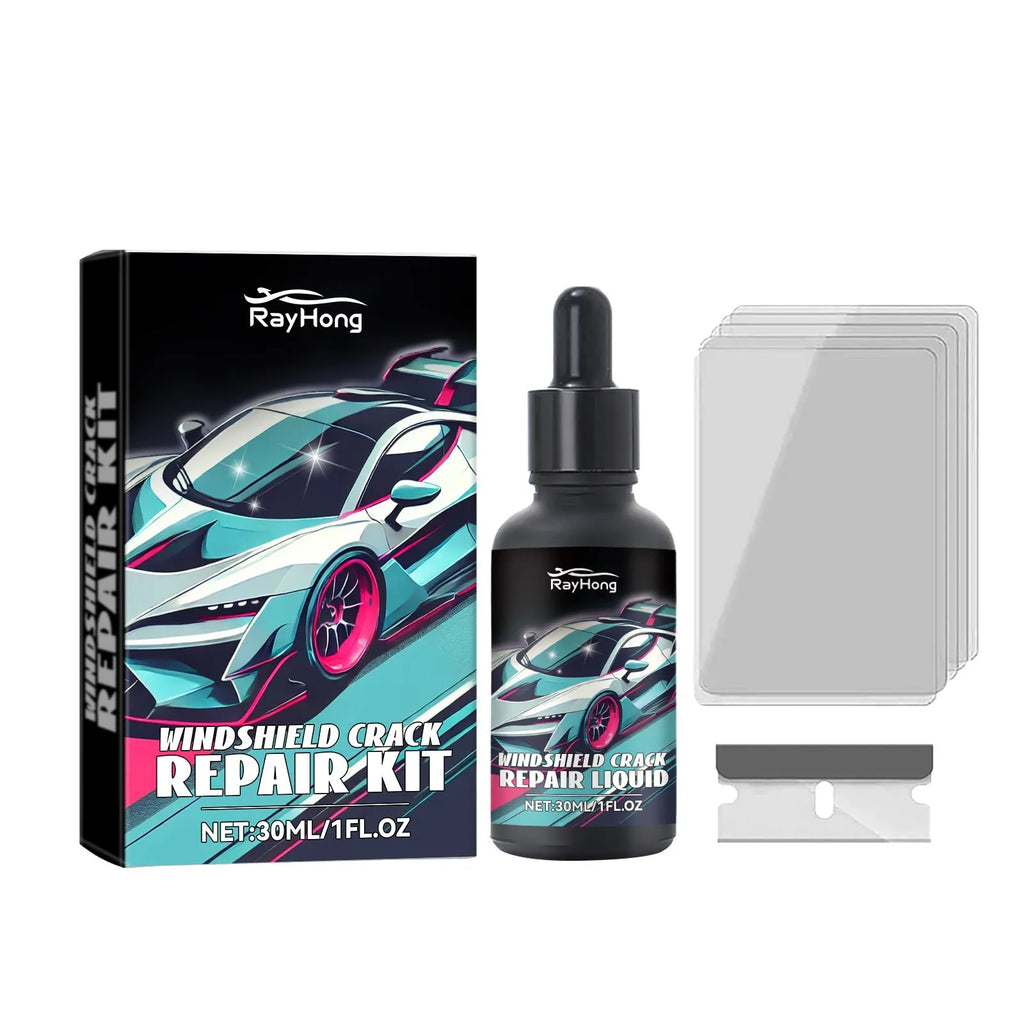 30ml car windshield repair drops kit with blade and curing films for UV-curable windscreen crack repair