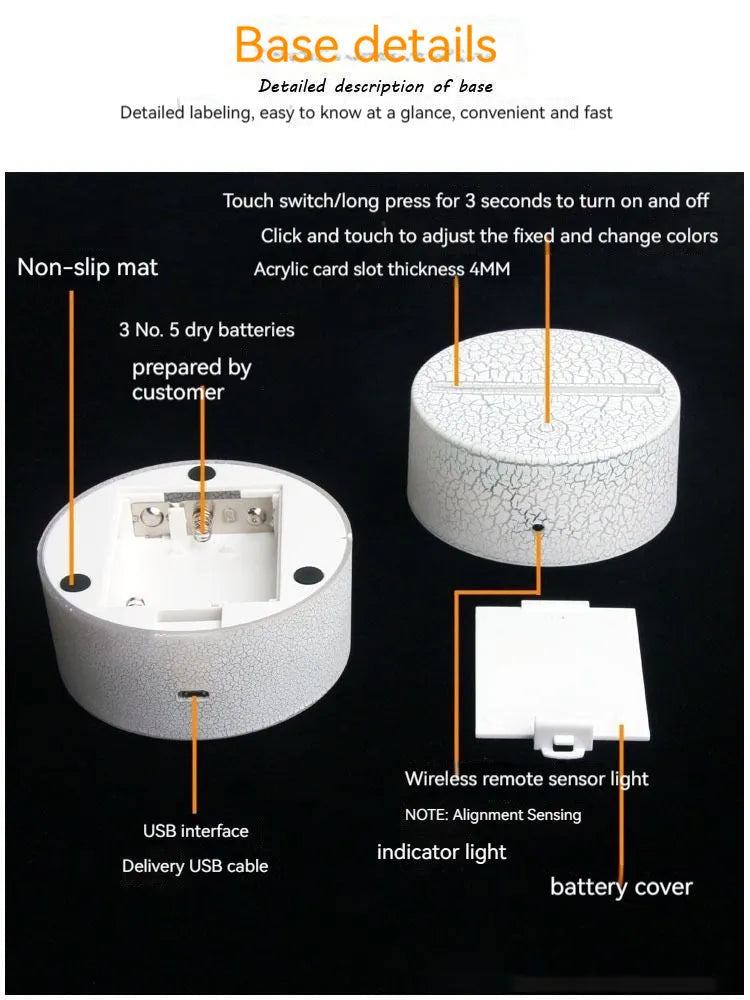 White heart-shaped acrylic table lamp with a touch switch base on a wooden surface.