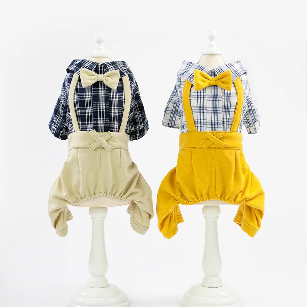 Cotton dog clothing in yellow and khaki for spring and summer, sizes XS to XXL