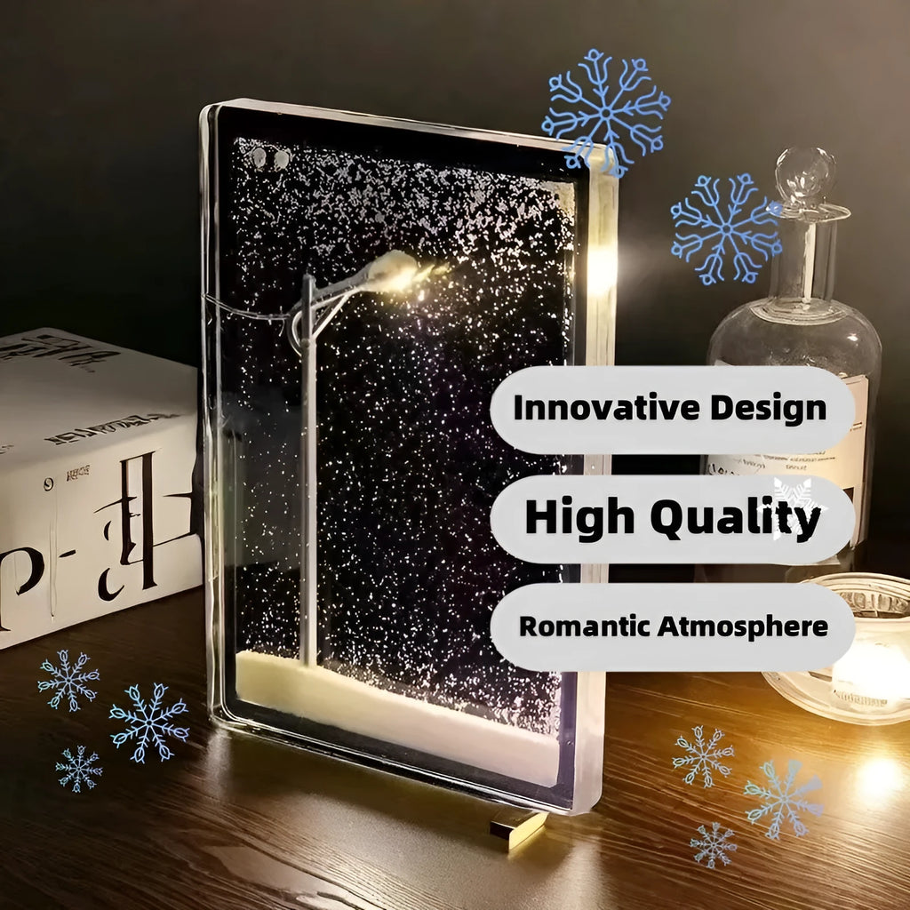 DIY snowy night light kit with snowflake design and LED lights for Christmas desktop decoration