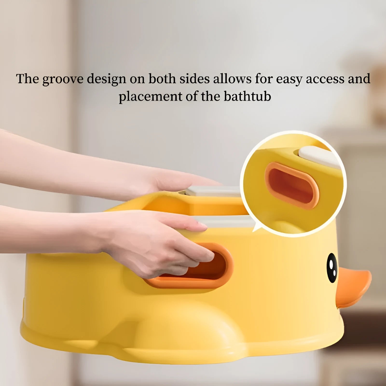 Blue PVC duck-shaped foldable bathtub for washing dogs and cats on a flat surface