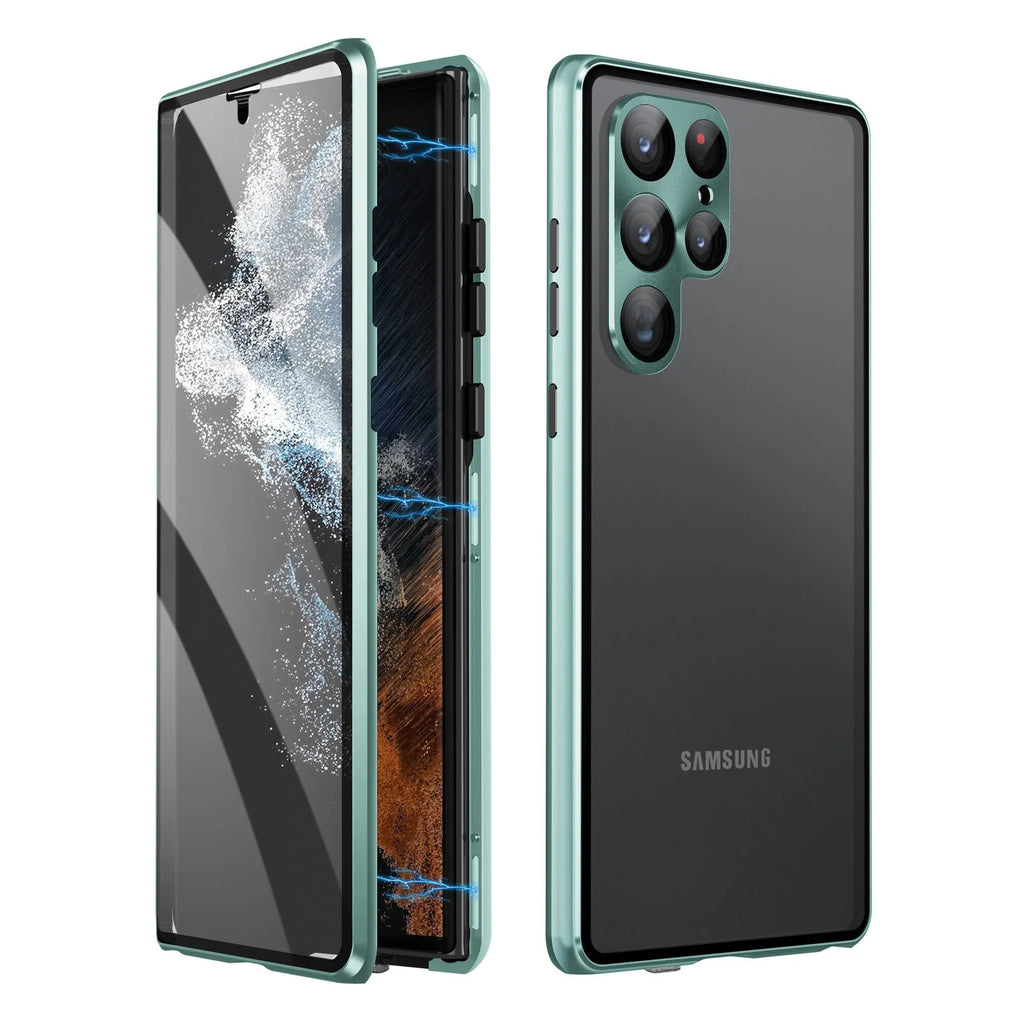 Samsung S24 Ultra magnetic phone case with integrated privacy mirror in multiple colour options