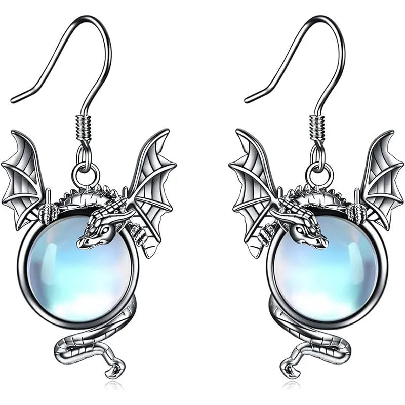 European American fashion twelve zodiac flying dragon earrings in zinc alloy, unisex design
