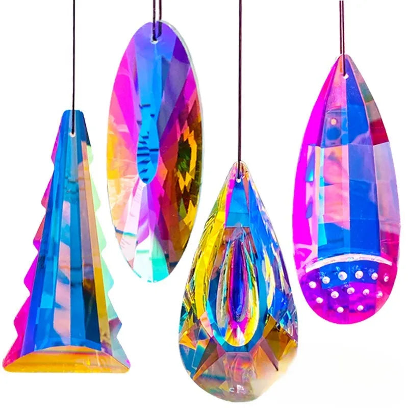 Rainbow crystal pendant light catcher decoration for Christmas trees and gardens