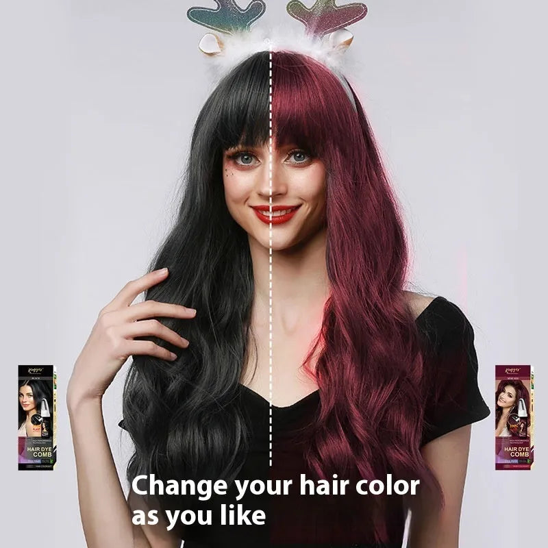 Easy Coloring Comb hair dye bottle with comb applicator in Brown, Dark Brown, and Wine Red 200ml options.