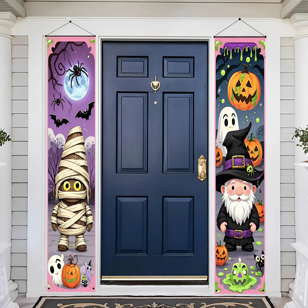 Halloween couplet hanging flag banner measuring 30x180cm in polyester fabric