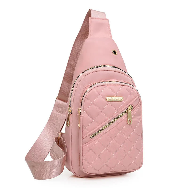 Crossbody sports chest bag in Oxford cloth with plaid pattern detail