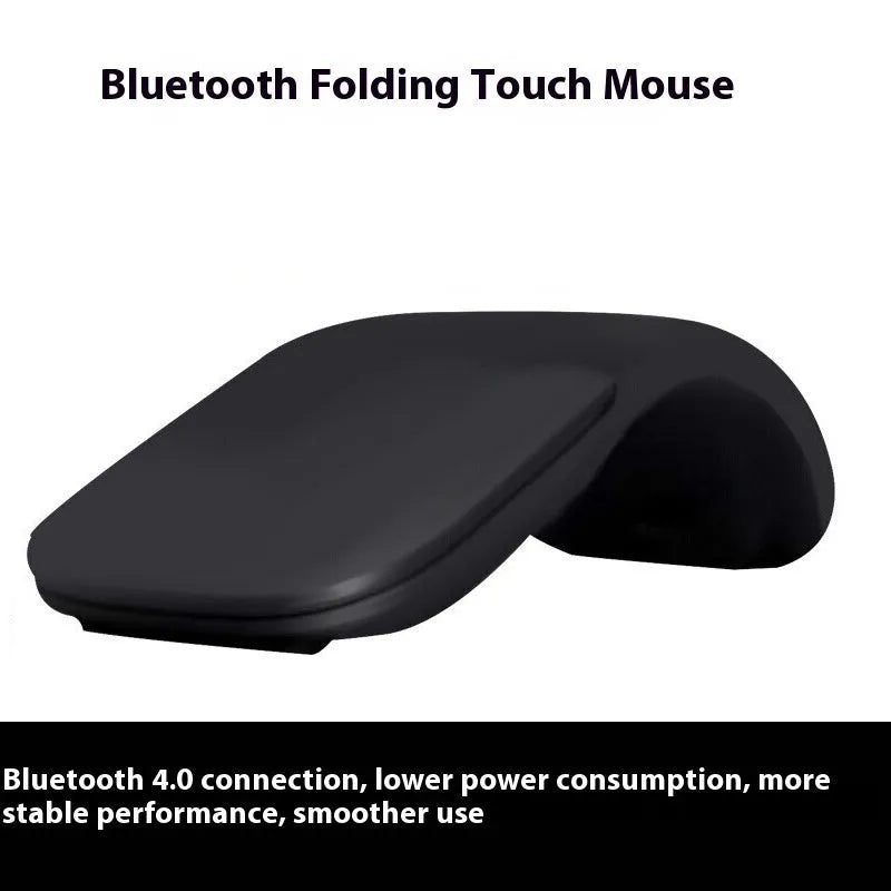 Folding Bluetooth wireless mouse showing compact design in black colour