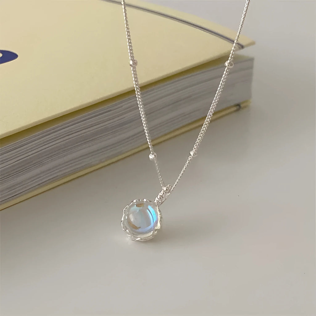 Sterling silver geometric ornamental necklace with adjustable curb chain for women