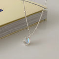 Sterling silver geometric ornamental necklace with adjustable curb chain for women