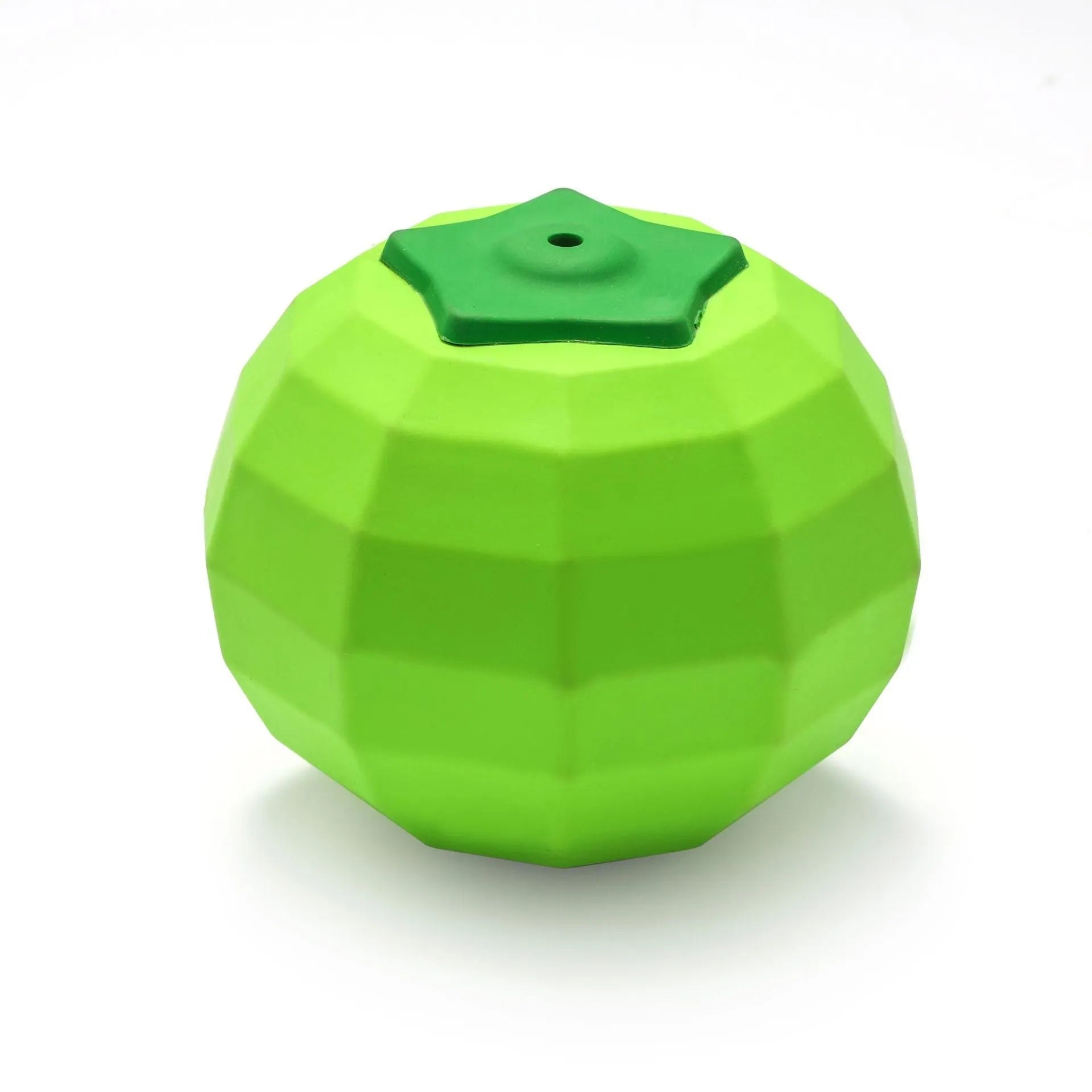 Green natural rubber squeaky dog chew toy ball for large breed aggressive chewers.