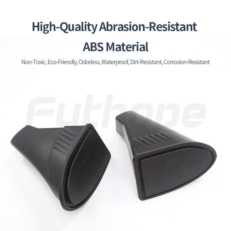 Two black ABS plastic Tesla Model Y car door trash cans showing Y-type design