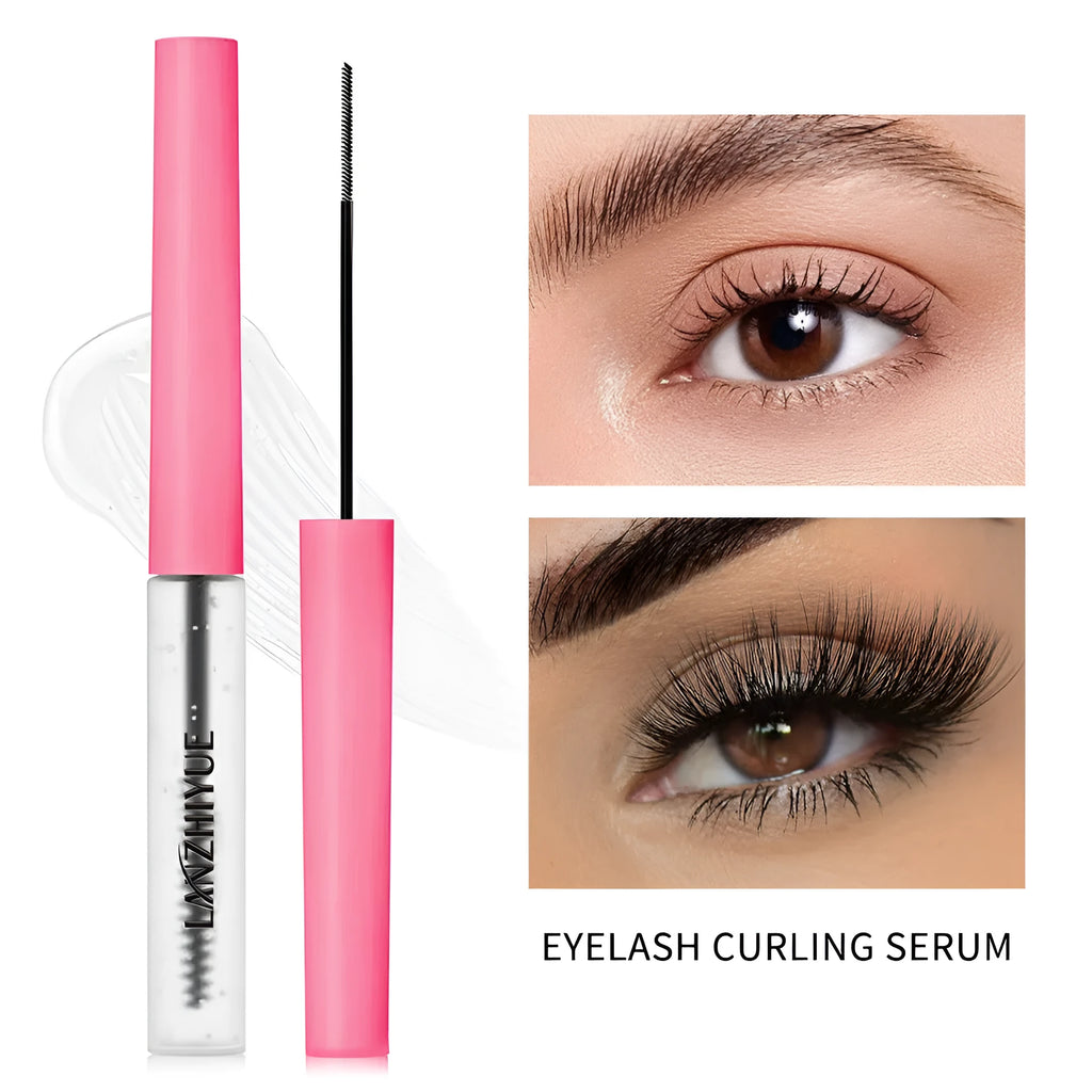 White eyelash growth liquid with applicator brush for lash thickening