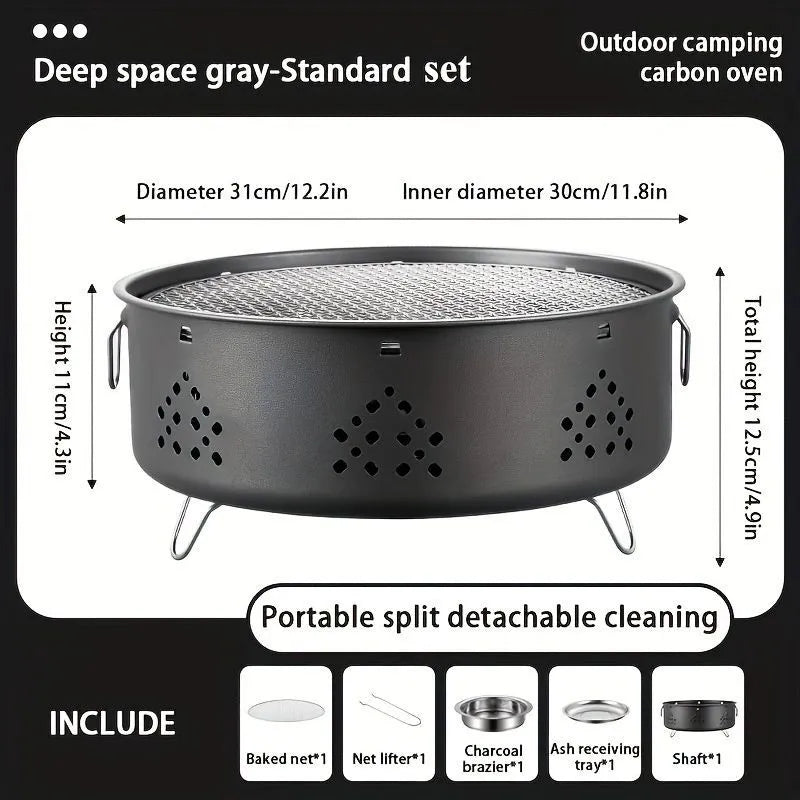 Portable stainless steel barbecue grill with detachable design for outdoor camping