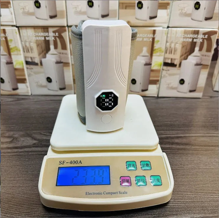 Grey and white car USB electric milk warmer for baby bottles