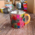 Hand-painted synthetic resin coffee cup ornament with American style design