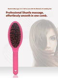 Black and pink ring tooth plastic comb for hair extensions, shown with measurements.
