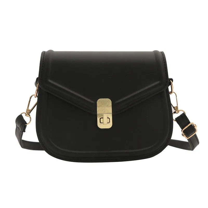Soft PU leather messenger bag with clamshell opening in horizontal square shape