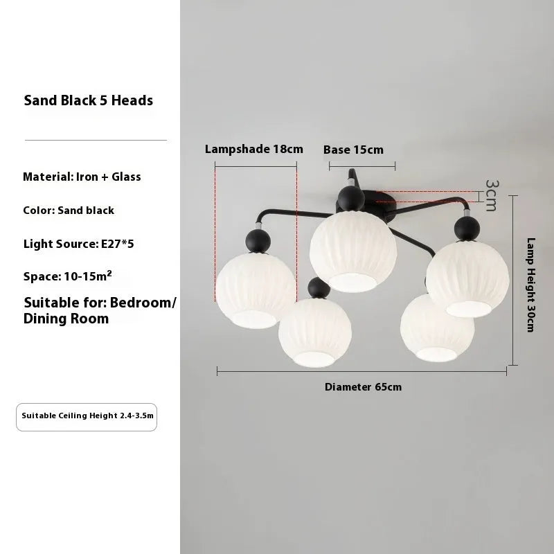 Ceiling lamp with three-color dimming light green 4 heads 65cm simple modern