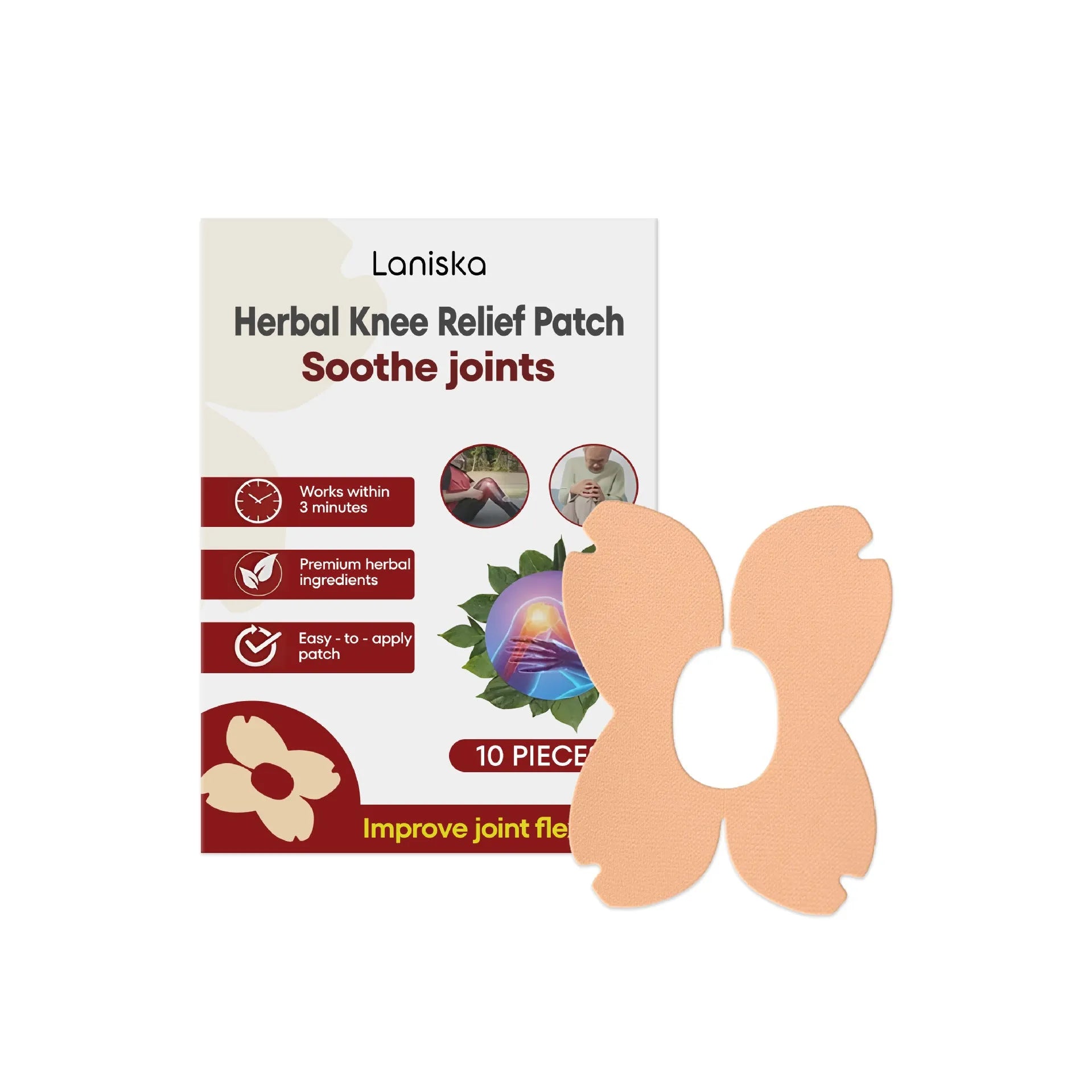 LANISKA herbal moxa leaf menthol joint care adhesive patches 10 piece pack with storage box
