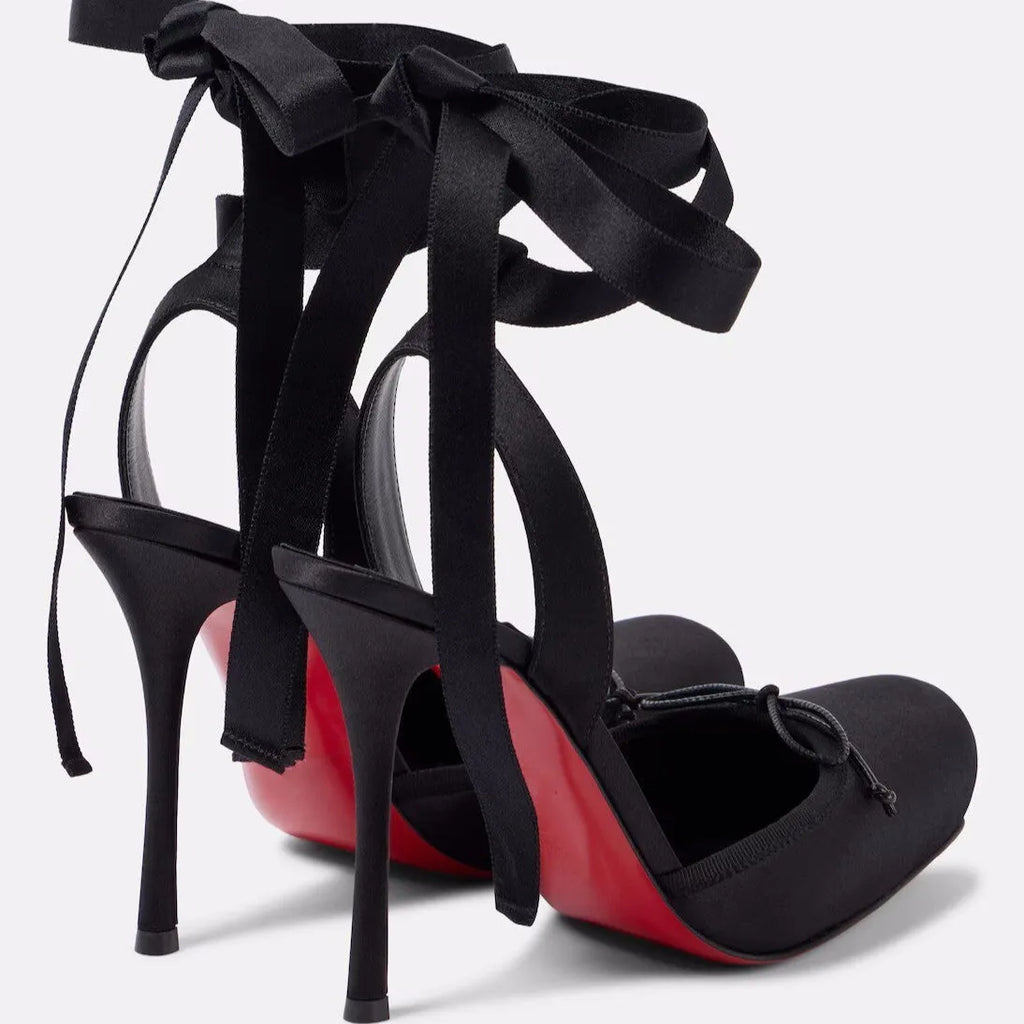 Women's stiletto heel square toe sandals with satin upper in multiple colours including apricot and black