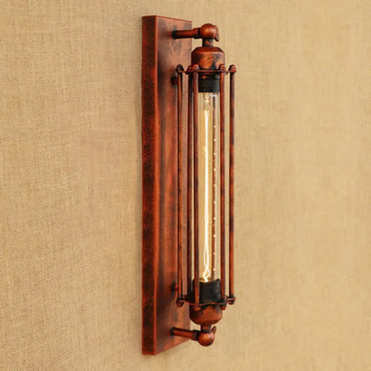 Industrial retro iron wall lamp with flute design in antique style