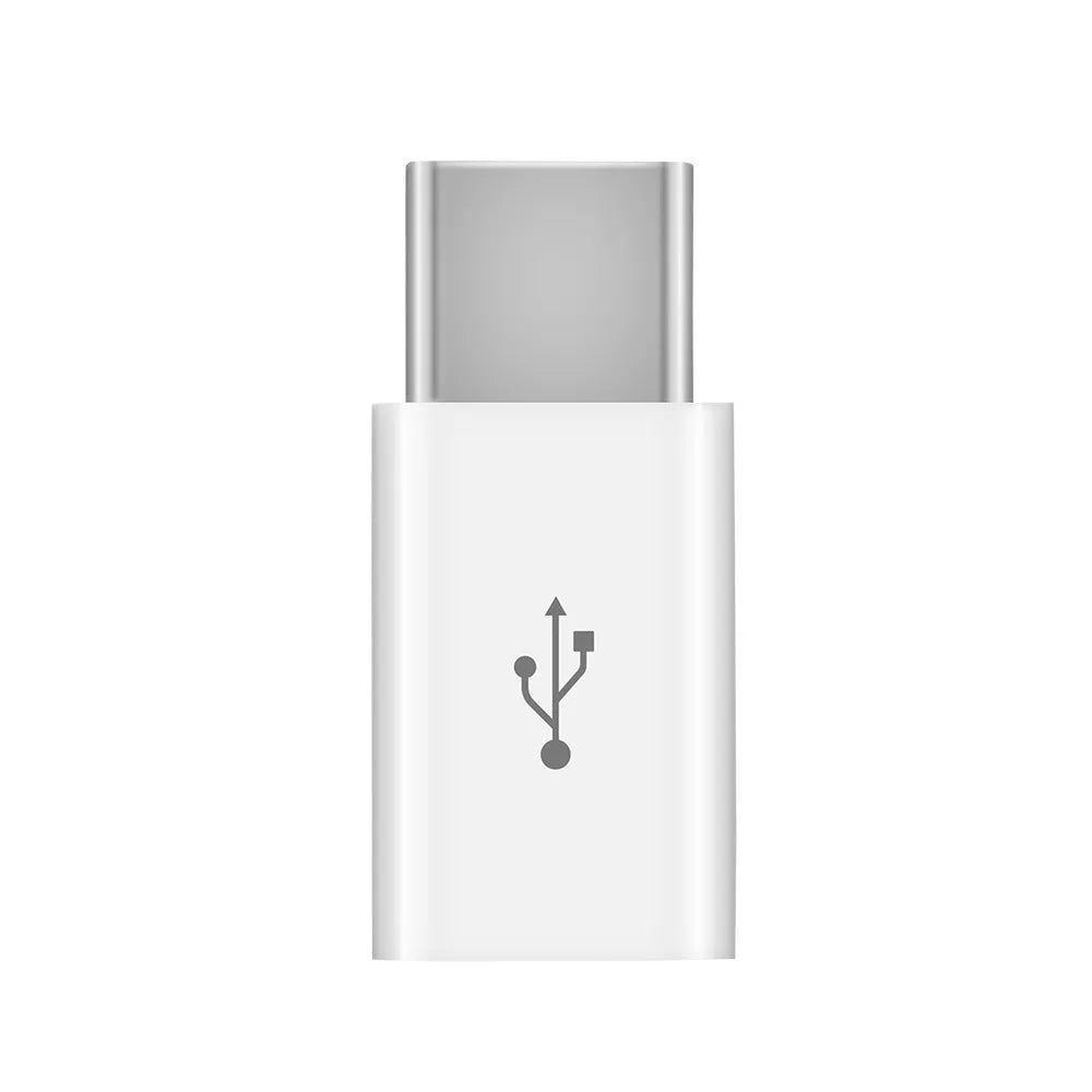 Micro USB to Type-C adapter with OTG function, ABS shell, 23.7 x 10 x 5.2 mm, white or black